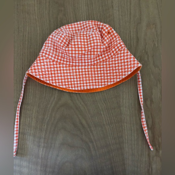 Big girls gingham bucket hat•Cotton Reversible, orange & white!Beachy style 🫶🏻 - Picture 2 of 6